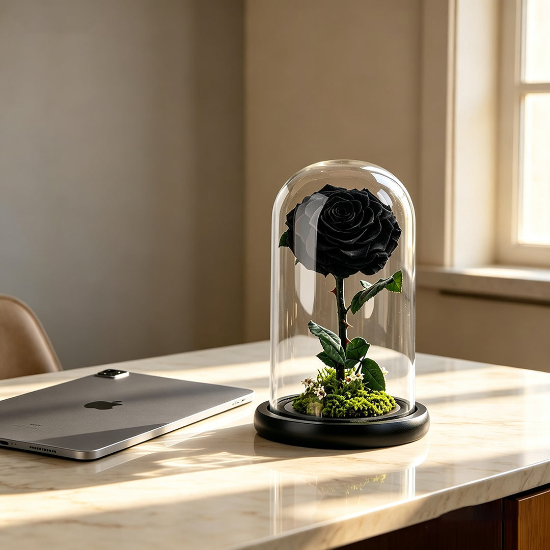 Real Preserved Rose with Moss Base